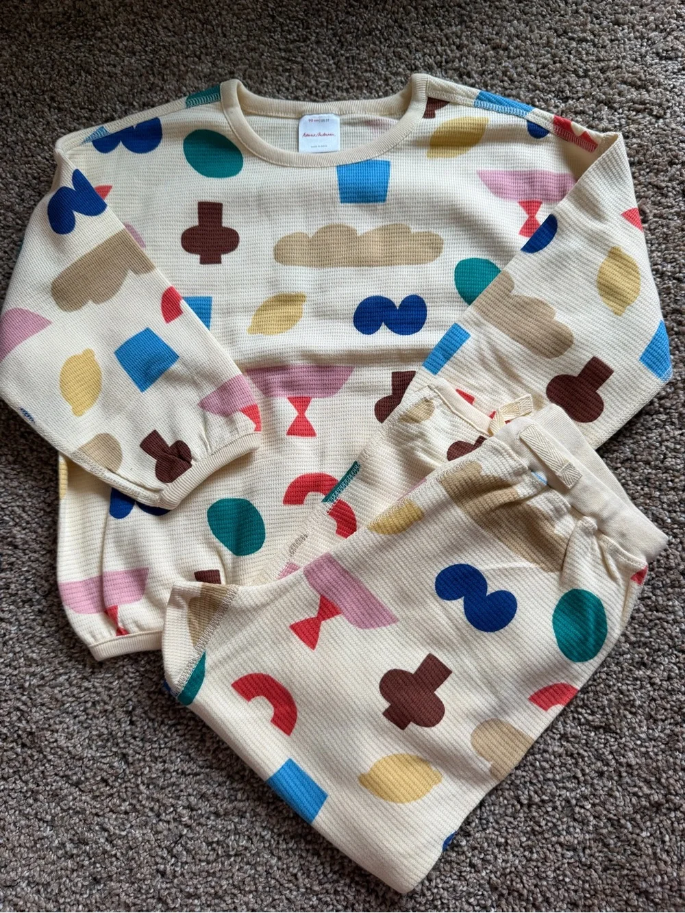 HANNA ANDERSSON Long Sleeve Waffle Top & Pants Set in Antipasta